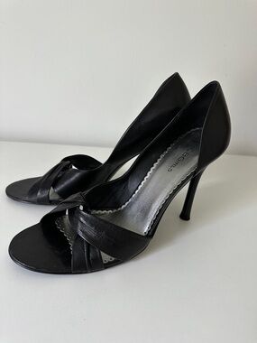 BCBGirls Black Open-Toe Knotted Stiletto Heels